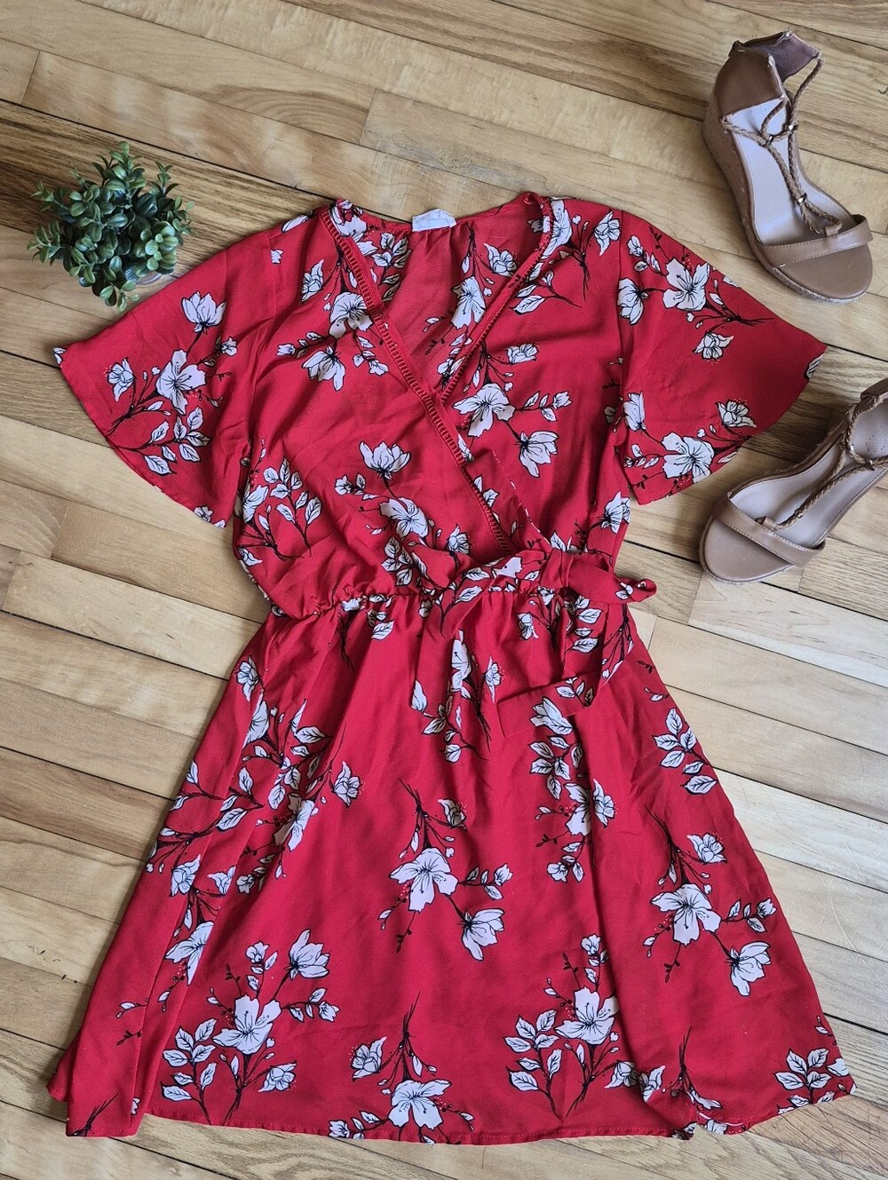 Sienna Sky Red Floral Wrap Dress